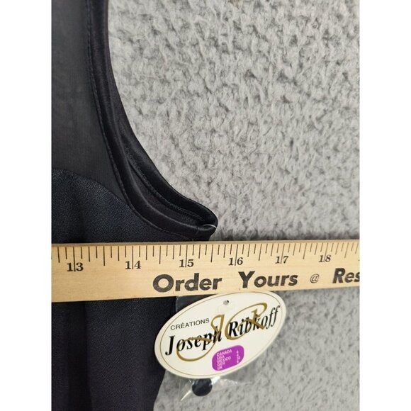 Joseph Ribkoff Dress 4 Black Sheath Peplum Sleeveless Mesh Round Neck FLAW - Picture 7 of 14